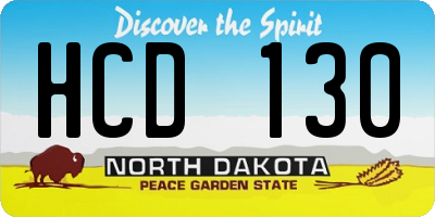 ND license plate HCD130