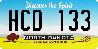 ND license plate HCD133