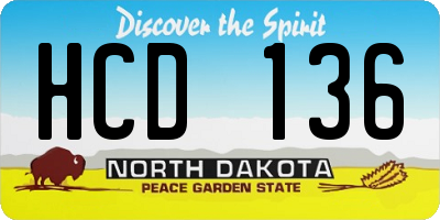 ND license plate HCD136