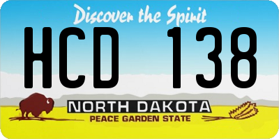 ND license plate HCD138