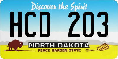 ND license plate HCD203