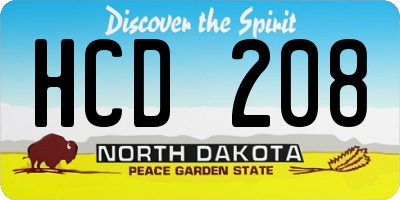 ND license plate HCD208