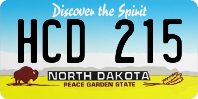 ND license plate HCD215