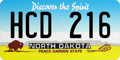 ND license plate HCD216