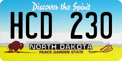 ND license plate HCD230