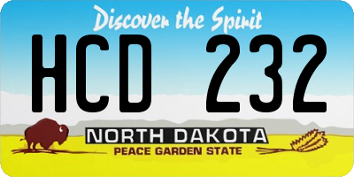 ND license plate HCD232