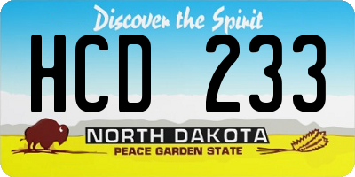 ND license plate HCD233