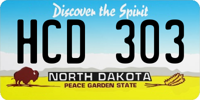 ND license plate HCD303