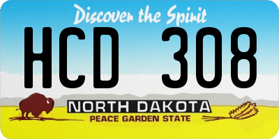 ND license plate HCD308