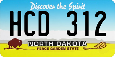 ND license plate HCD312