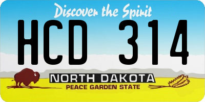 ND license plate HCD314