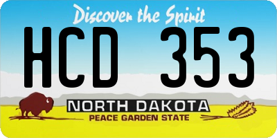 ND license plate HCD353