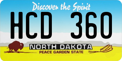 ND license plate HCD360