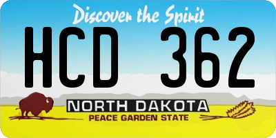 ND license plate HCD362