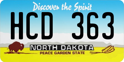 ND license plate HCD363