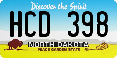 ND license plate HCD398