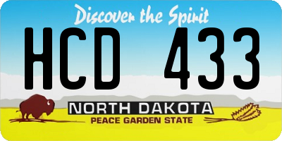 ND license plate HCD433