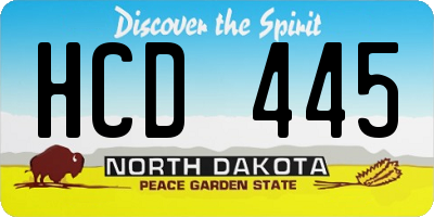 ND license plate HCD445