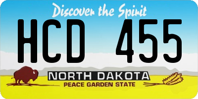 ND license plate HCD455