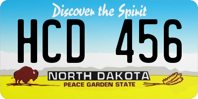 ND license plate HCD456