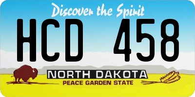 ND license plate HCD458