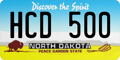 ND license plate HCD500