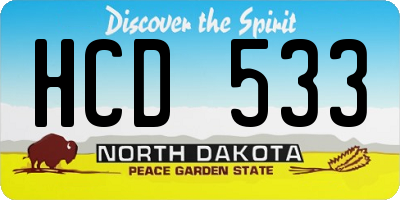 ND license plate HCD533