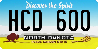 ND license plate HCD600
