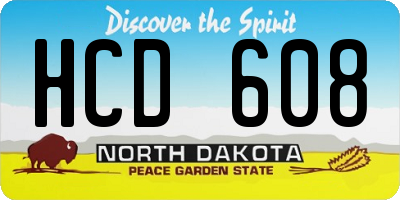 ND license plate HCD608