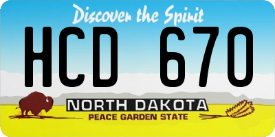 ND license plate HCD670