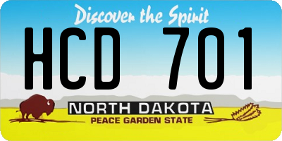 ND license plate HCD701