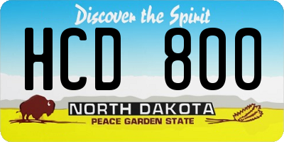 ND license plate HCD800