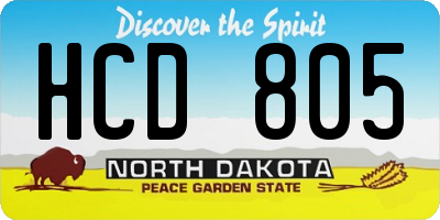 ND license plate HCD805