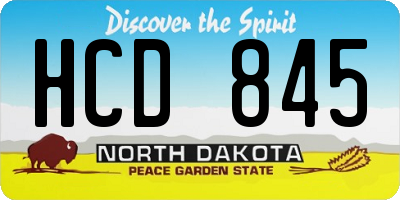 ND license plate HCD845