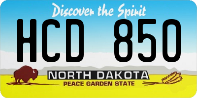 ND license plate HCD850