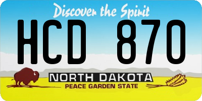 ND license plate HCD870