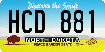 ND license plate HCD881