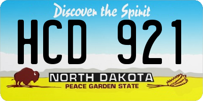 ND license plate HCD921