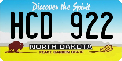 ND license plate HCD922