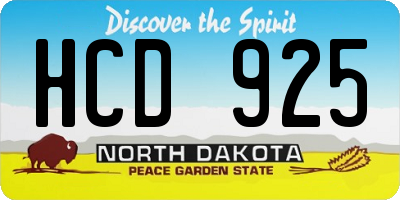 ND license plate HCD925