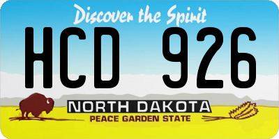 ND license plate HCD926