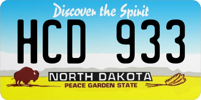 ND license plate HCD933