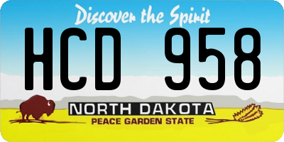 ND license plate HCD958