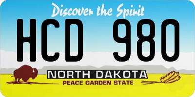 ND license plate HCD980