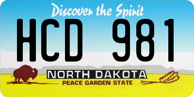 ND license plate HCD981