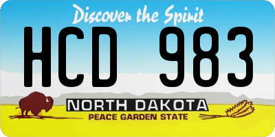 ND license plate HCD983