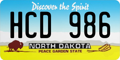 ND license plate HCD986