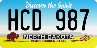 ND license plate HCD987