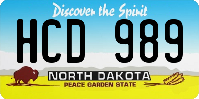 ND license plate HCD989