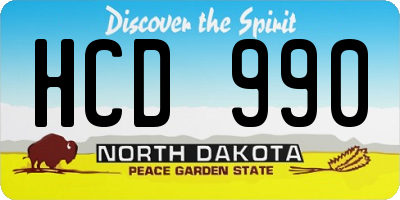 ND license plate HCD990